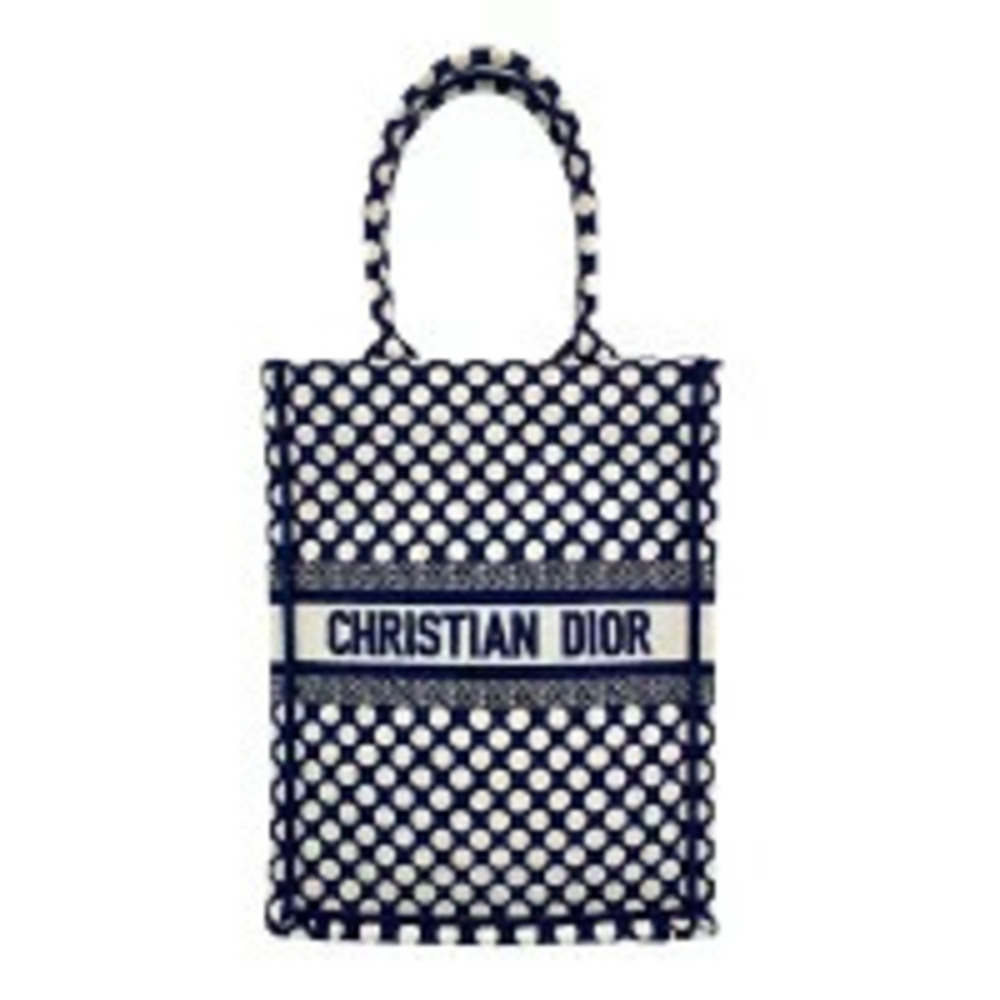 Christian Dior Vertical Book Tote Bag Dot Canvas